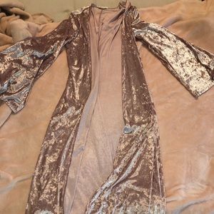 Velvet silky long cardigan